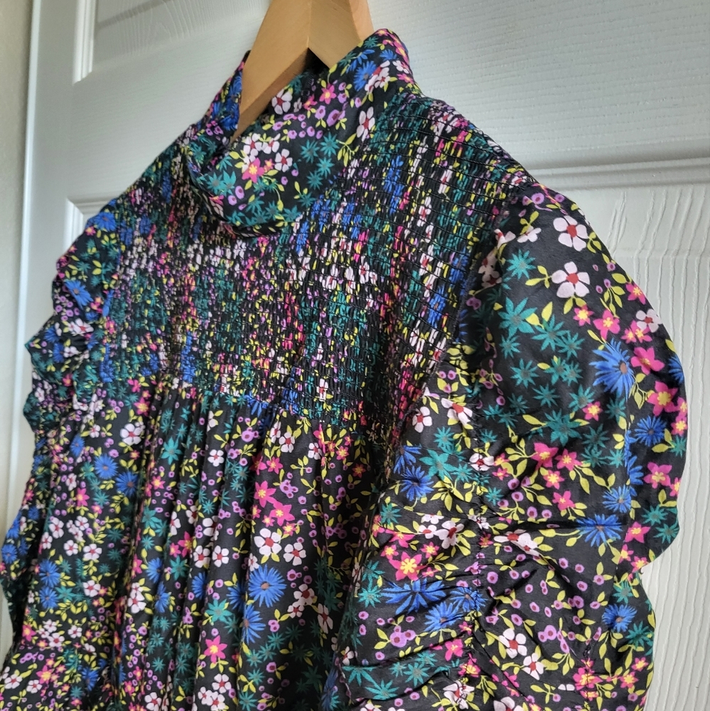 MUNTHE Correct Black Floral Smocked Dress Organic - Picture 6 of 15